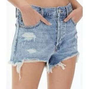 Aeropostale Boyfriend Denim Short Sz 10 Stretch Destroyed Button Fly